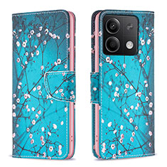 Handytasche Stand Schutzhülle Flip Leder Hülle Modisch Muster B01F für Xiaomi Redmi Note 13 5G Cyan