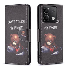 Handytasche Stand Schutzhülle Flip Leder Hülle Modisch Muster B01F für Xiaomi Redmi Note 13 5G Dunkelgrau