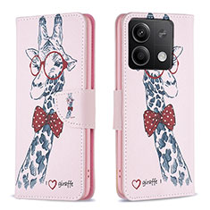 Handytasche Stand Schutzhülle Flip Leder Hülle Modisch Muster B01F für Xiaomi Redmi Note 13 5G Rosa