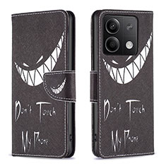 Handytasche Stand Schutzhülle Flip Leder Hülle Modisch Muster B01F für Xiaomi Redmi Note 13 5G Schwarz