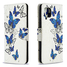 Handytasche Stand Schutzhülle Flip Leder Hülle Modisch Muster B03F für Samsung Galaxy A42 5G Blau