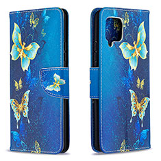 Handytasche Stand Schutzhülle Flip Leder Hülle Modisch Muster B03F für Samsung Galaxy A42 5G Hellblau
