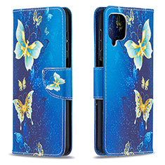 Handytasche Stand Schutzhülle Flip Leder Hülle Modisch Muster B03F für Samsung Galaxy M12 Hellblau