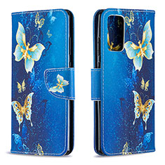 Handytasche Stand Schutzhülle Flip Leder Hülle Modisch Muster B03F für Samsung Galaxy Note 20 5G Hellblau