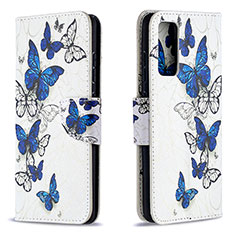 Handytasche Stand Schutzhülle Flip Leder Hülle Modisch Muster B03F für Samsung Galaxy S20 Lite 5G Blau