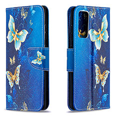 Handytasche Stand Schutzhülle Flip Leder Hülle Modisch Muster B03F für Samsung Galaxy S20 Lite 5G Hellblau