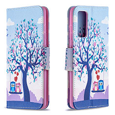 Handytasche Stand Schutzhülle Flip Leder Hülle Modisch Muster B03F für Samsung Galaxy S20 Lite 5G Helles Lila