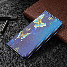 Handytasche Stand Schutzhülle Flip Leder Hülle Modisch Muster B03F für Samsung Galaxy S21 5G Königs Blau