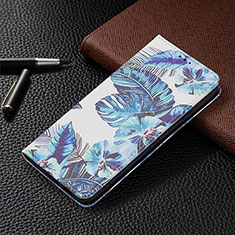 Handytasche Stand Schutzhülle Flip Leder Hülle Modisch Muster B03F für Samsung Galaxy S22 5G Blau