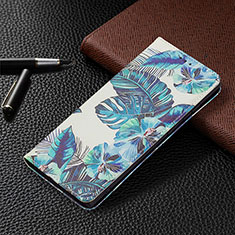 Handytasche Stand Schutzhülle Flip Leder Hülle Modisch Muster B03F für Samsung Galaxy S22 Ultra 5G Blau