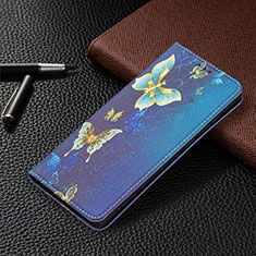 Handytasche Stand Schutzhülle Flip Leder Hülle Modisch Muster B03F für Samsung Galaxy S22 Ultra 5G Königs Blau