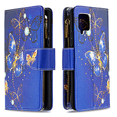 Handytasche Stand Schutzhülle Flip Leder Hülle Modisch Muster B04F für Samsung Galaxy A42 5G Königs Blau