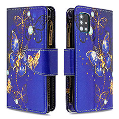 Handytasche Stand Schutzhülle Flip Leder Hülle Modisch Muster B04F für Samsung Galaxy A51 4G Königs Blau