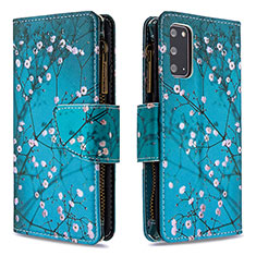 Handytasche Stand Schutzhülle Flip Leder Hülle Modisch Muster B04F für Samsung Galaxy S20 5G Cyan