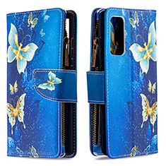 Handytasche Stand Schutzhülle Flip Leder Hülle Modisch Muster B04F für Samsung Galaxy S20 FE 5G Blau