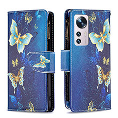 Handytasche Stand Schutzhülle Flip Leder Hülle Modisch Muster B04F für Xiaomi Mi 12S Pro 5G Blau