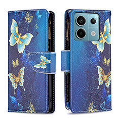Handytasche Stand Schutzhülle Flip Leder Hülle Modisch Muster B04F für Xiaomi Redmi Note 13 Pro 5G Blau