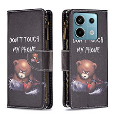 Handytasche Stand Schutzhülle Flip Leder Hülle Modisch Muster B04F für Xiaomi Redmi Note 13 Pro 5G Dunkelgrau