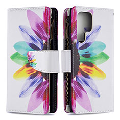 Handytasche Stand Schutzhülle Flip Leder Hülle Modisch Muster B05F für Samsung Galaxy S21 Ultra 5G Bunt