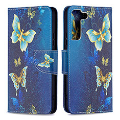 Handytasche Stand Schutzhülle Flip Leder Hülle Modisch Muster B09F für Samsung Galaxy S21 5G Blau