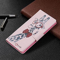 Handytasche Stand Schutzhülle Flip Leder Hülle Modisch Muster B09F für Samsung Galaxy S21 Ultra 5G Rosa