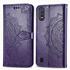 Handytasche Stand Schutzhülle Flip Leder Hülle Modisch Muster für Samsung Galaxy A01 SM-A015 Violett