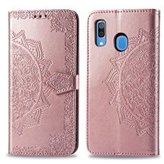 Handytasche Stand Schutzhülle Flip Leder Hülle Modisch Muster für Samsung Galaxy A20 Rosegold