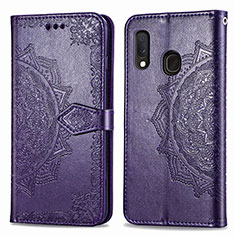 Handytasche Stand Schutzhülle Flip Leder Hülle Modisch Muster für Samsung Galaxy A20e Violett