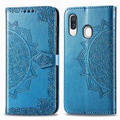 Handytasche Stand Schutzhülle Flip Leder Hülle Modisch Muster für Samsung Galaxy A40 Blau