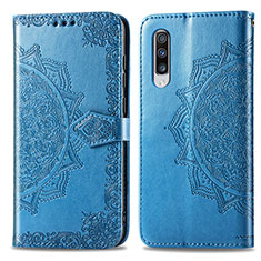 Handytasche Stand Schutzhülle Flip Leder Hülle Modisch Muster für Samsung Galaxy A70 Blau
