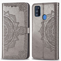 Handytasche Stand Schutzhülle Flip Leder Hülle Modisch Muster für Samsung Galaxy M30s Grau