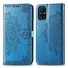 Handytasche Stand Schutzhülle Flip Leder Hülle Modisch Muster für Samsung Galaxy M51 Blau