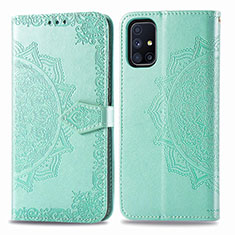 Handytasche Stand Schutzhülle Flip Leder Hülle Modisch Muster für Samsung Galaxy M51 Grün
