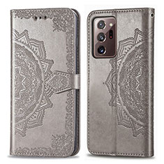Handytasche Stand Schutzhülle Flip Leder Hülle Modisch Muster für Samsung Galaxy Note 20 Ultra 5G Grau