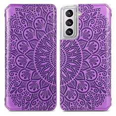 Handytasche Stand Schutzhülle Flip Leder Hülle Modisch Muster für Samsung Galaxy S22 5G Violett
