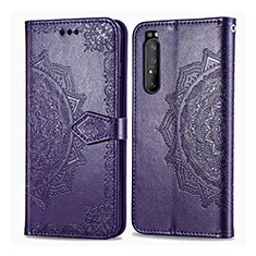 Handytasche Stand Schutzhülle Flip Leder Hülle Modisch Muster für Sony Xperia 1 II Violett
