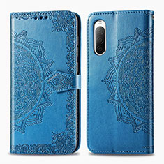 Handytasche Stand Schutzhülle Flip Leder Hülle Modisch Muster für Sony Xperia 10 II Blau