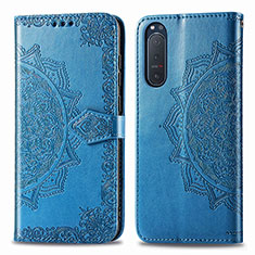 Handytasche Stand Schutzhülle Flip Leder Hülle Modisch Muster für Sony Xperia 5 II Blau