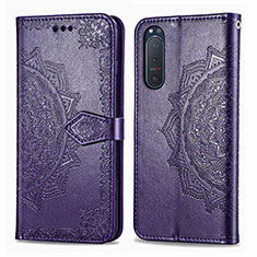 Handytasche Stand Schutzhülle Flip Leder Hülle Modisch Muster für Sony Xperia 5 II Violett