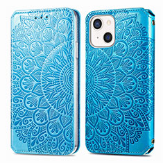 Handytasche Stand Schutzhülle Flip Leder Hülle Modisch Muster H01 für Apple iPhone 13 Mini Blau