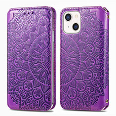 Handytasche Stand Schutzhülle Flip Leder Hülle Modisch Muster H01 für Apple iPhone 13 Mini Violett