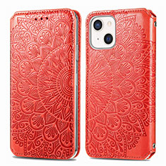Handytasche Stand Schutzhülle Flip Leder Hülle Modisch Muster H01 für Apple iPhone 14 Plus Rot