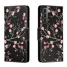 Handytasche Stand Schutzhülle Flip Leder Hülle Modisch Muster H01X für Samsung Galaxy S22 5G Schwarz