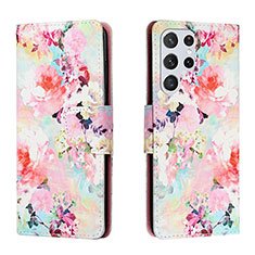 Handytasche Stand Schutzhülle Flip Leder Hülle Modisch Muster H01X für Samsung Galaxy S22 Ultra 5G Pink