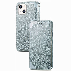 Handytasche Stand Schutzhülle Flip Leder Hülle Modisch Muster H02 für Apple iPhone 13 Mini Silber