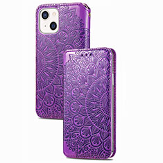 Handytasche Stand Schutzhülle Flip Leder Hülle Modisch Muster H02 für Apple iPhone 13 Mini Violett