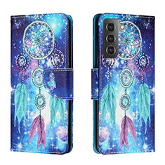 Handytasche Stand Schutzhülle Flip Leder Hülle Modisch Muster H02X für Samsung Galaxy S22 Plus 5G Blau