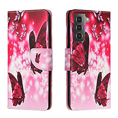 Handytasche Stand Schutzhülle Flip Leder Hülle Modisch Muster H02X für Samsung Galaxy S23 Plus 5G Pink
