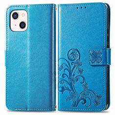 Handytasche Stand Schutzhülle Flip Leder Hülle Modisch Muster H03 für Apple iPhone 13 Mini Blau