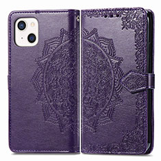 Handytasche Stand Schutzhülle Flip Leder Hülle Modisch Muster H05 für Apple iPhone 13 Mini Violett